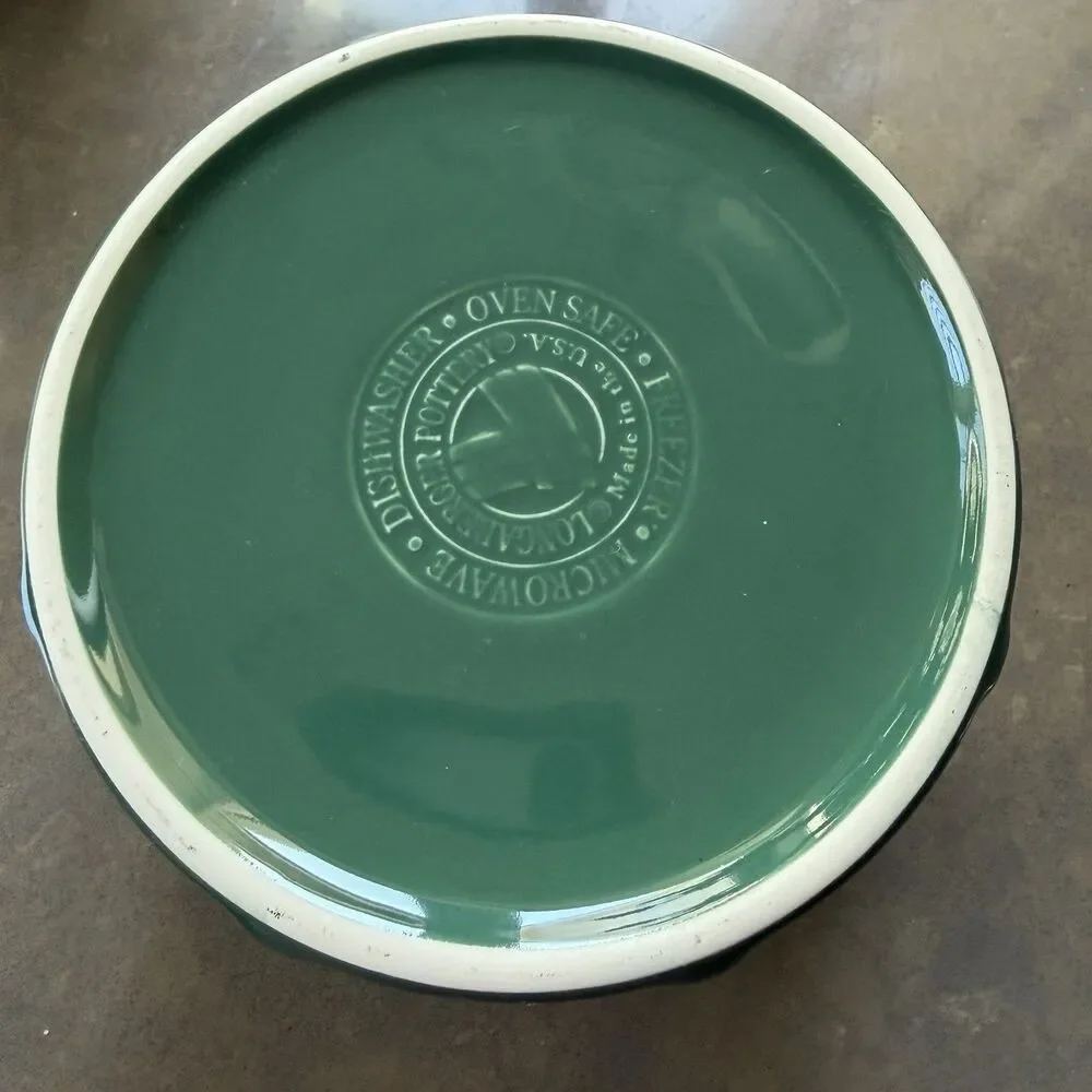 Longaberger Pottery Woven Drum Crock Canister Ivy Green with Lid Retired
